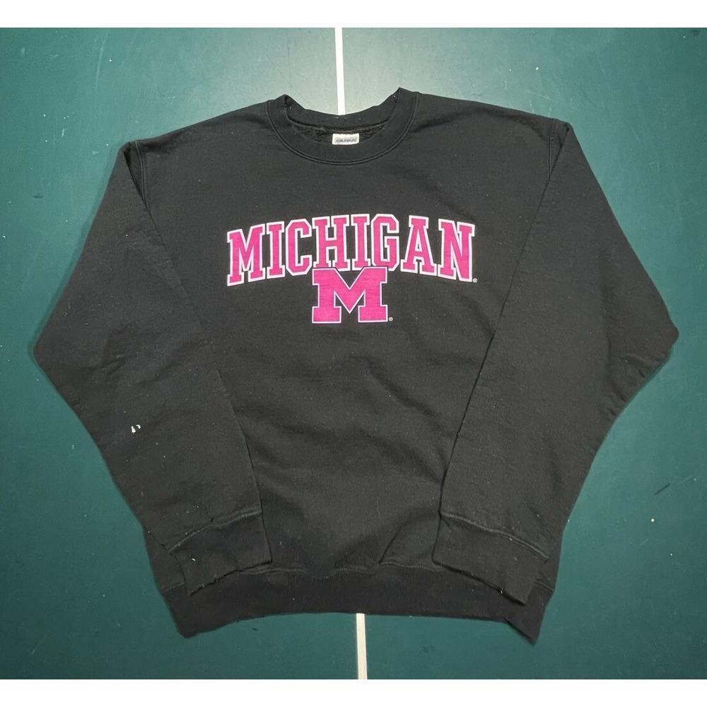 Vintage Michigan Wolverines black &‎ Pink Crewneck Sweatshirt Size Men's Medium